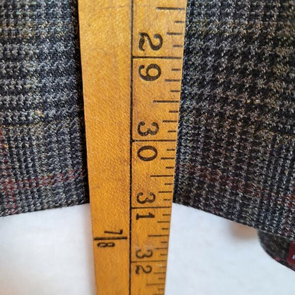 Kroon Mens Plaid Single-Breasted Plaid Wool Silk Blazer Size 44R Brown Professor - Picture 9 of 10